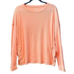 Anthro Chaser Orange Cream Ribbed Long Sleeve Swoop Size Small